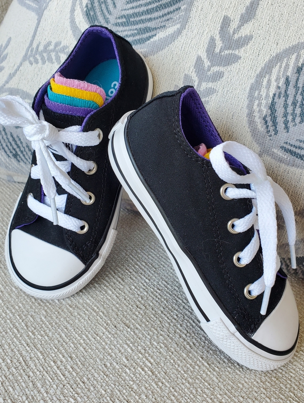 NIB Converse Black Rainbow Toddler Converse Sz 8 768096F Chuck Taylor All Star